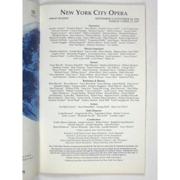 New City Opera Stagebill 1997 Seven Deadly Sins Laura Flanigan Ellen Lauren - Picture 3 of 9